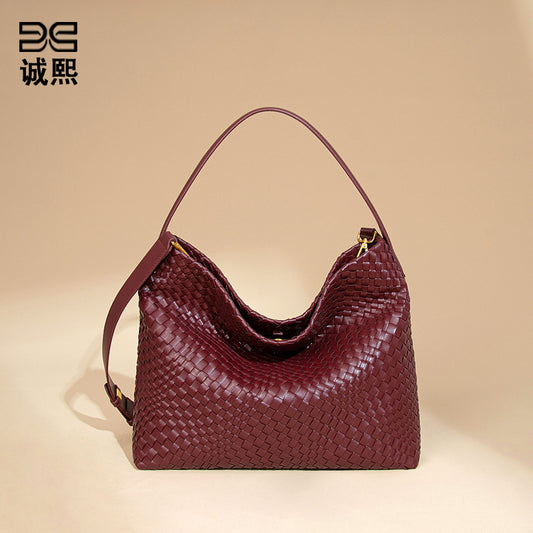 跨级高级感潮流大容量托特女包时尚手工编织包通勤质感单肩斜跨包