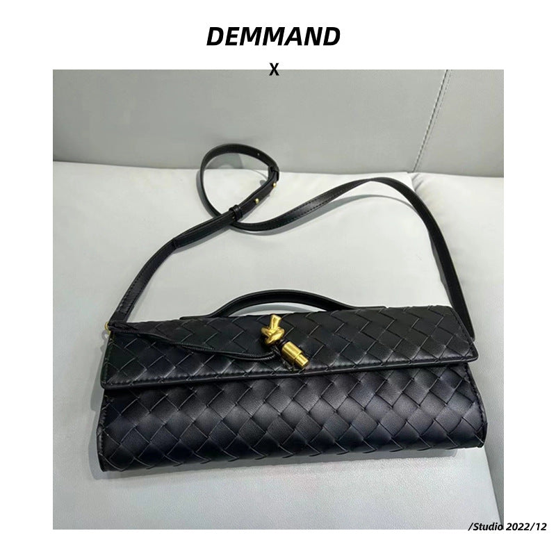 2024新款编织晚宴包牛皮手提包高级横款手提包单肩斜挎包优雅