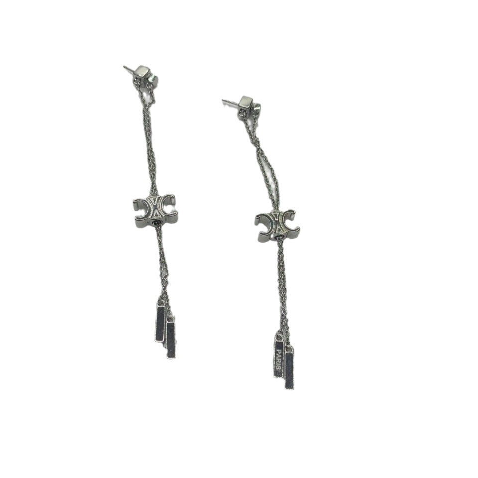 赛林家22新款凯旋门耳线长款流苏项链女高级感黄铜镀金耳钉