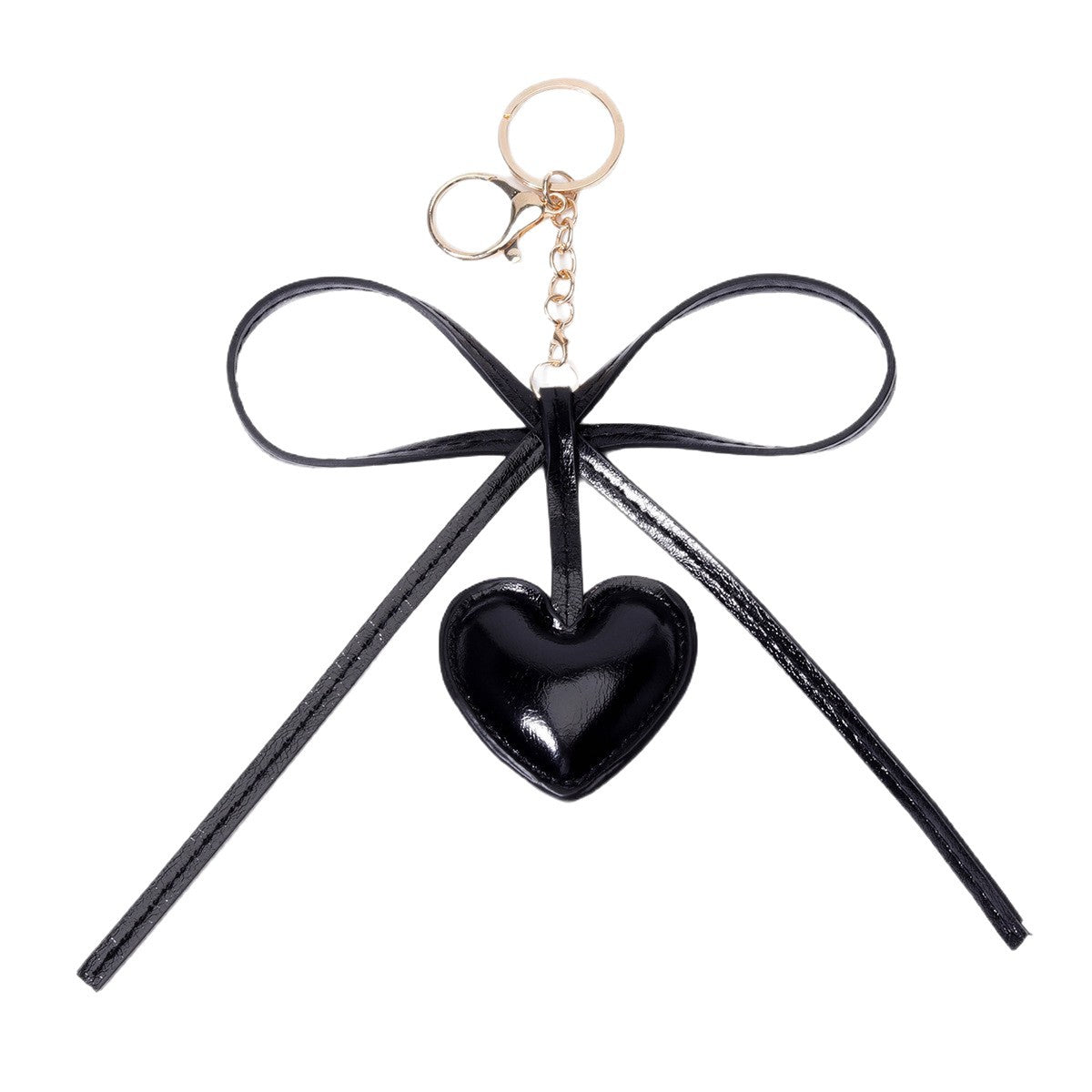 现货PU皮质桃心爱心蝴蝶结钥匙扣包挂diy包包挂件批发miu系包挂