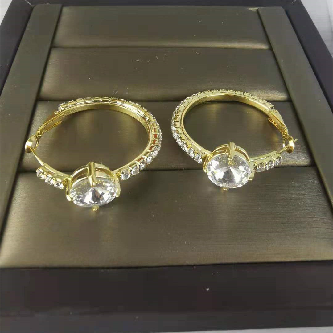 缪家新款满钻大耳圈减龄个性冷淡风耳饰女潮锆石hoop圈式耳环