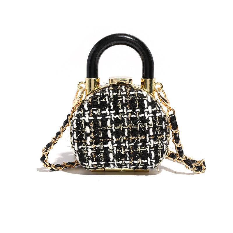 网红小香风迷你口红包化妆待带镜子随身口红盒便携洋气斜跨小包包