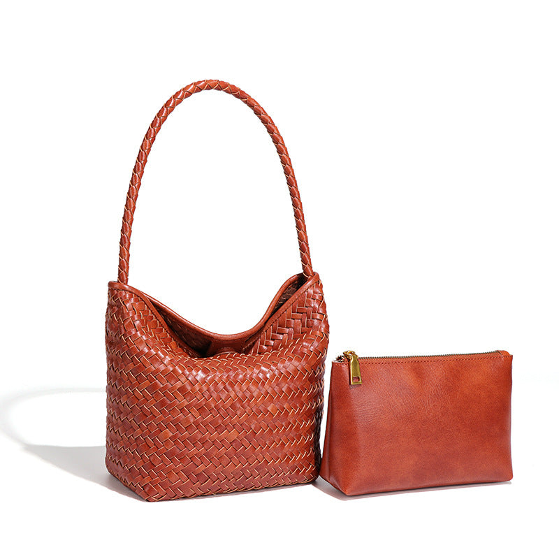 夏季海边度假慵懒风单肩女包休闲百搭手提水桶包小众菜篮子腋下包