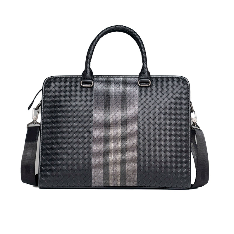 X&BV公文包男商务包男士手提包编织青年电脑潮男手拎包单肩斜挎包