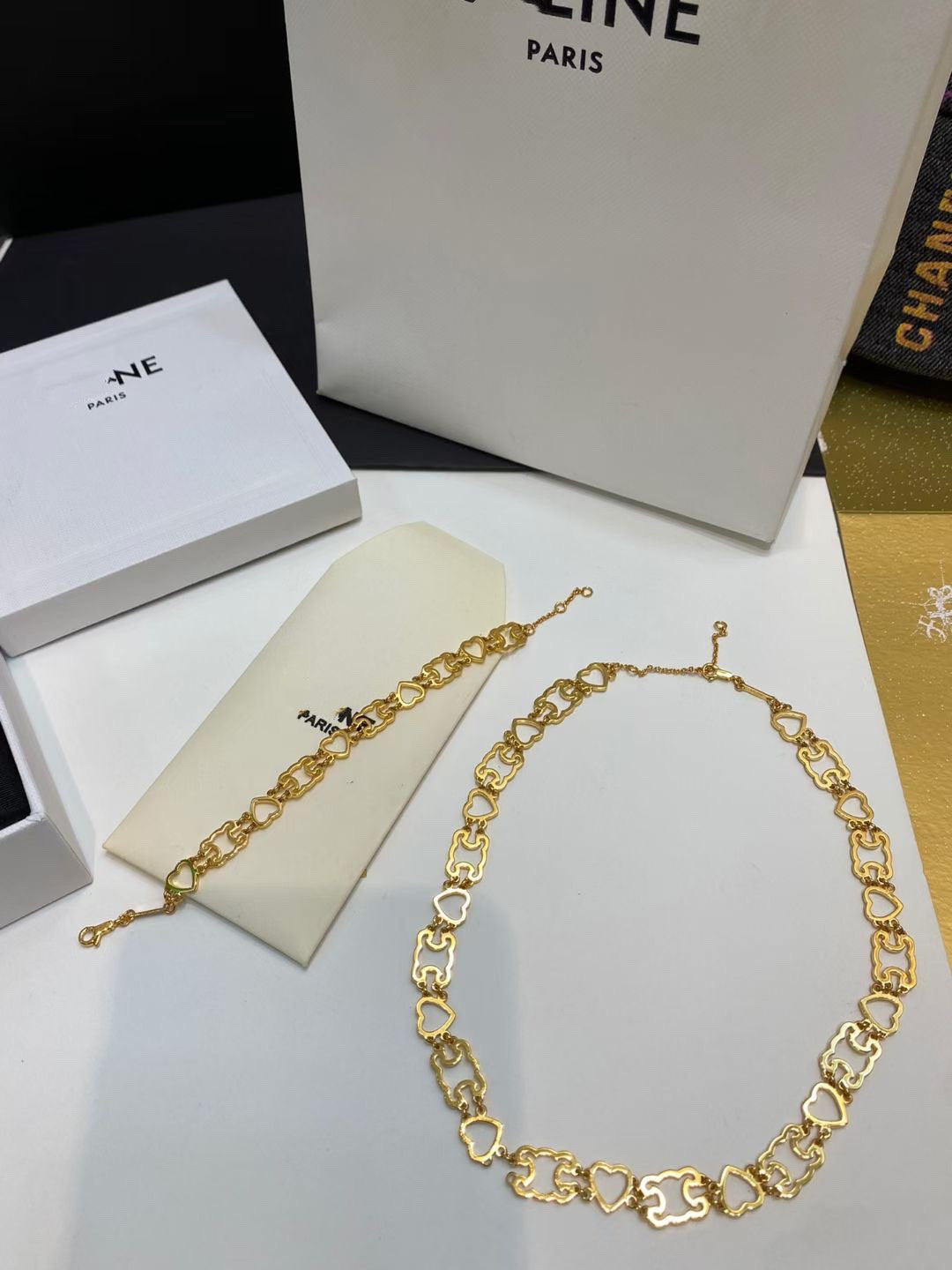 CELI风22新款520凯旋门心形项链女高级感光面气质镂空COKER锁骨链