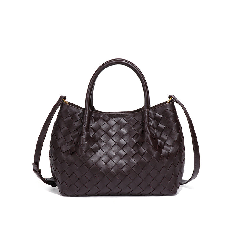 高级感韩版手拎包休闲单肩斜挎包时尚手工编织女包休闲子母托特包