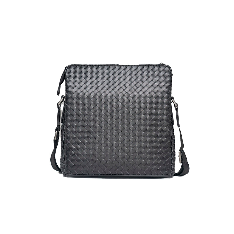 X&BV男士斜挎包休闲商务单肩包男竖款编织时尚潮流青年背包大容量