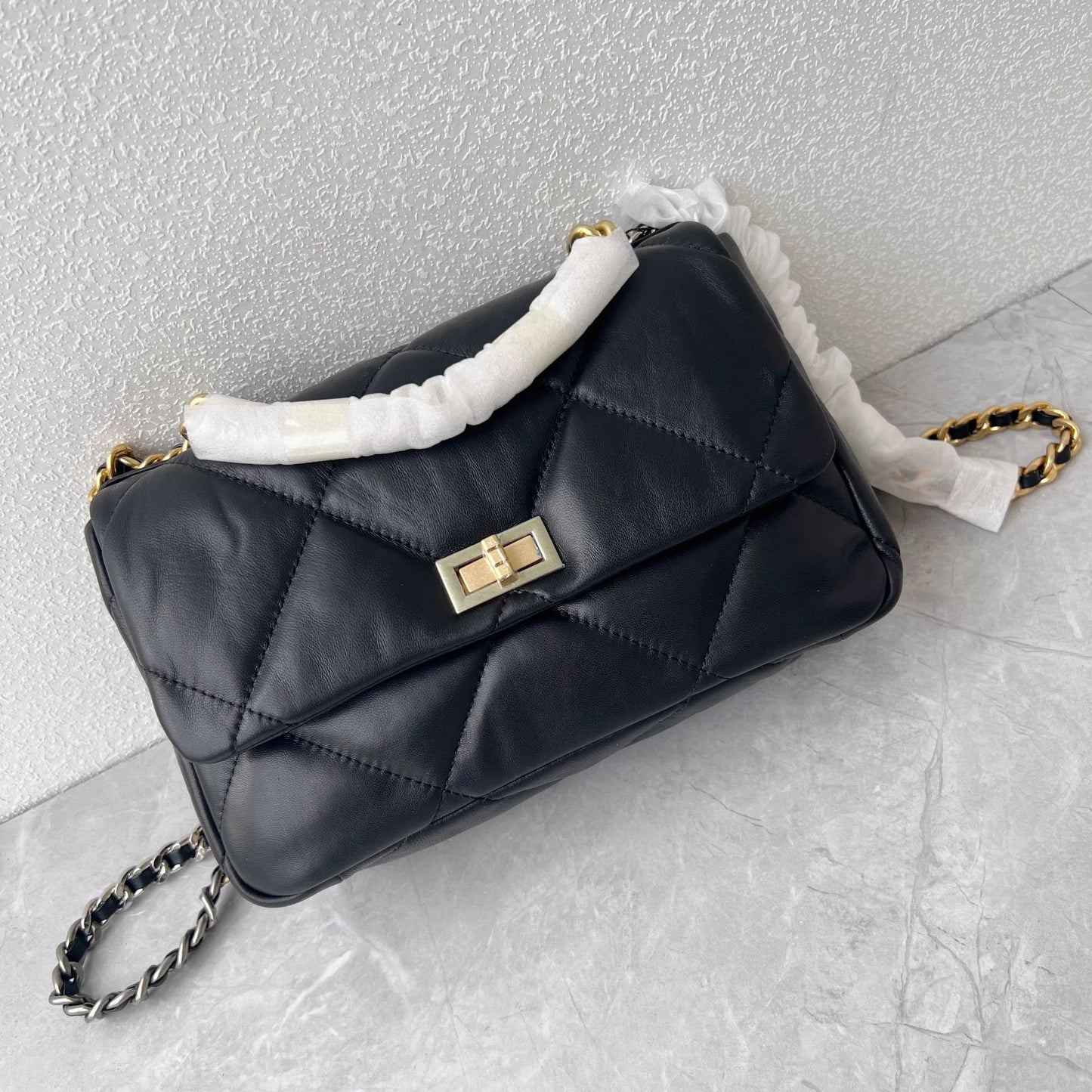 进口头层羊皮女包2024小香链条单肩大容量菱格时尚斜跨真皮女包厂