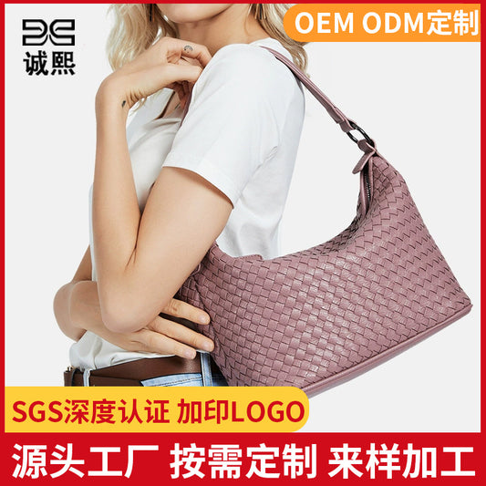工厂定制手工编织包潮流大容量手提女包简约单肩腋下包时尚斜挎包