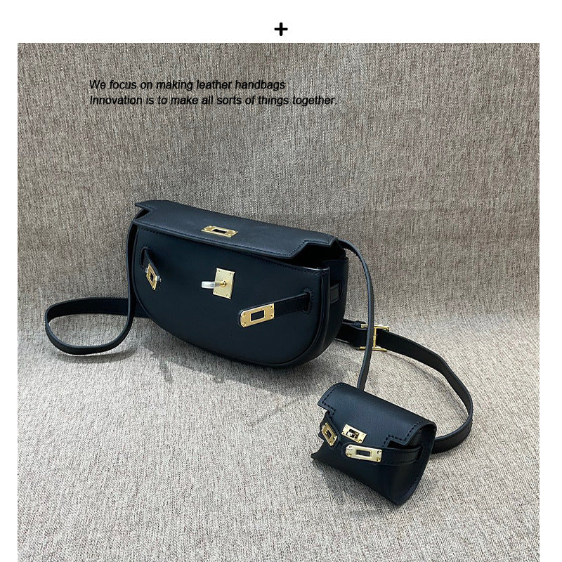 2024新款网红同款凯莉汤圆包饺子包迷你单肩斜挎真皮女腰包马鞍包