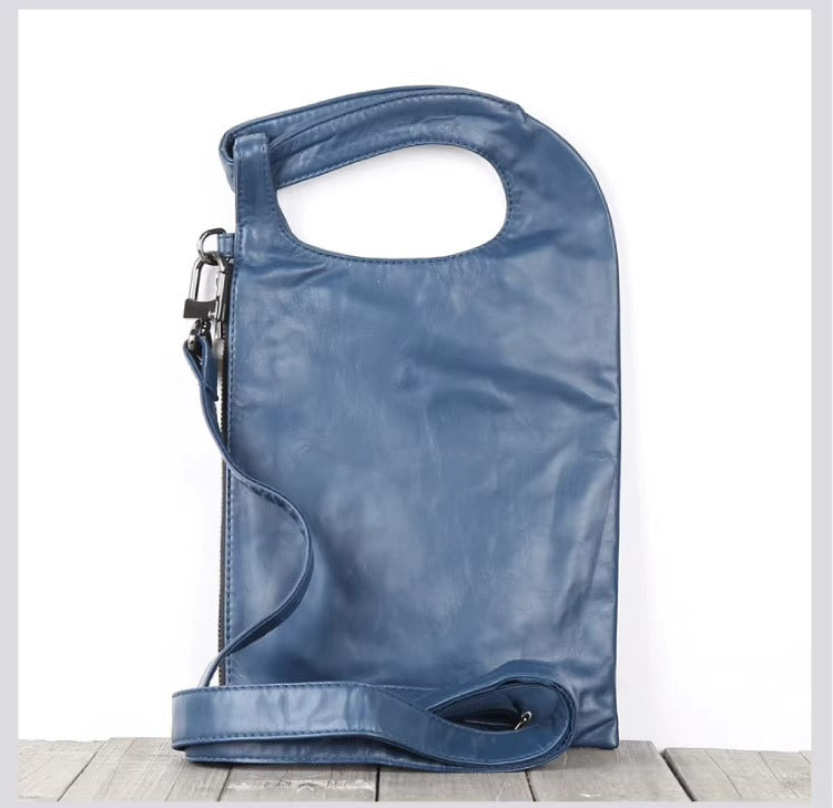 手工植鞣头层牛皮单肩斜跨手提包休闲真皮包袋男女情侣款无痕代发