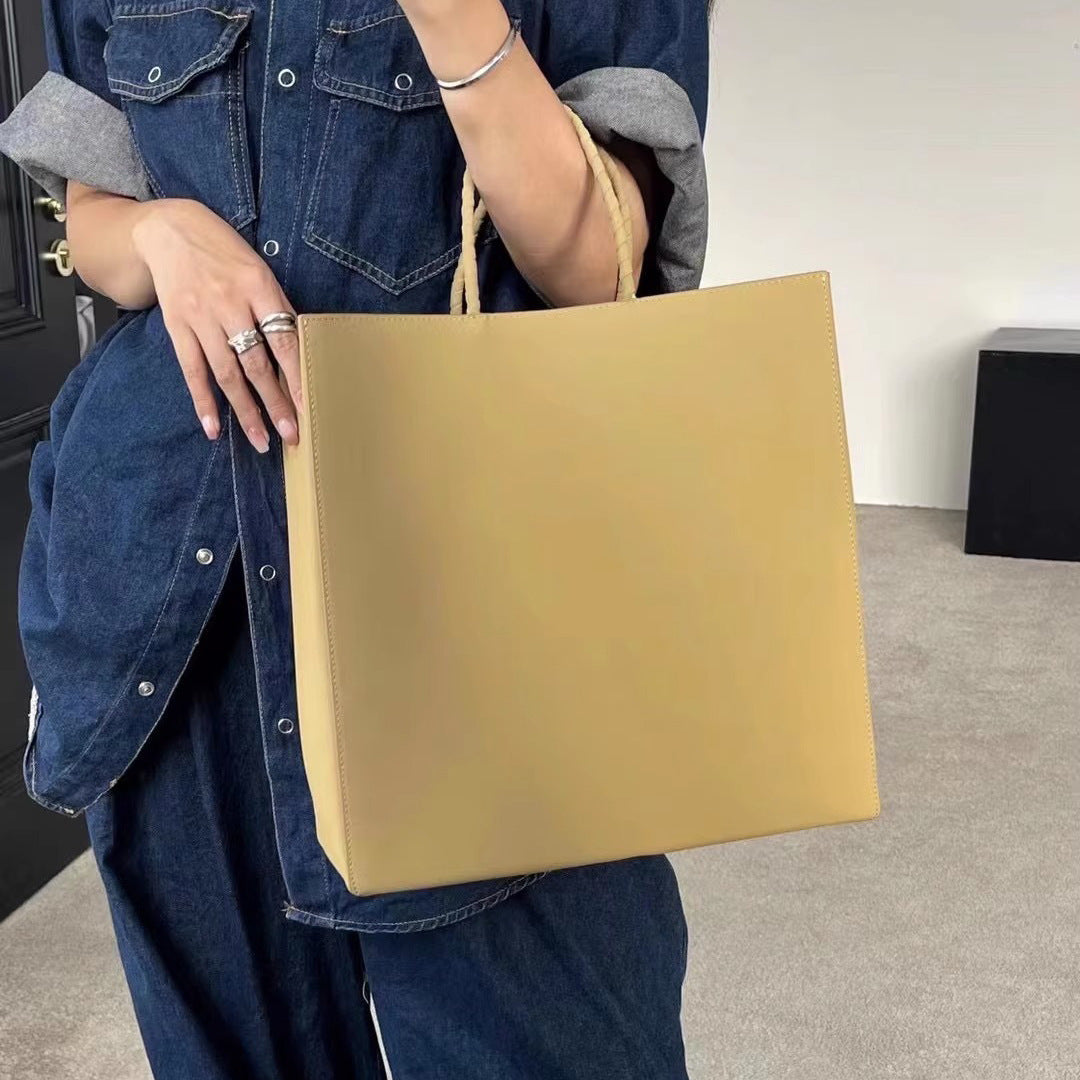 ins风托特包包女2023新款真皮手提包大容量牛皮纸袋包 工厂代发