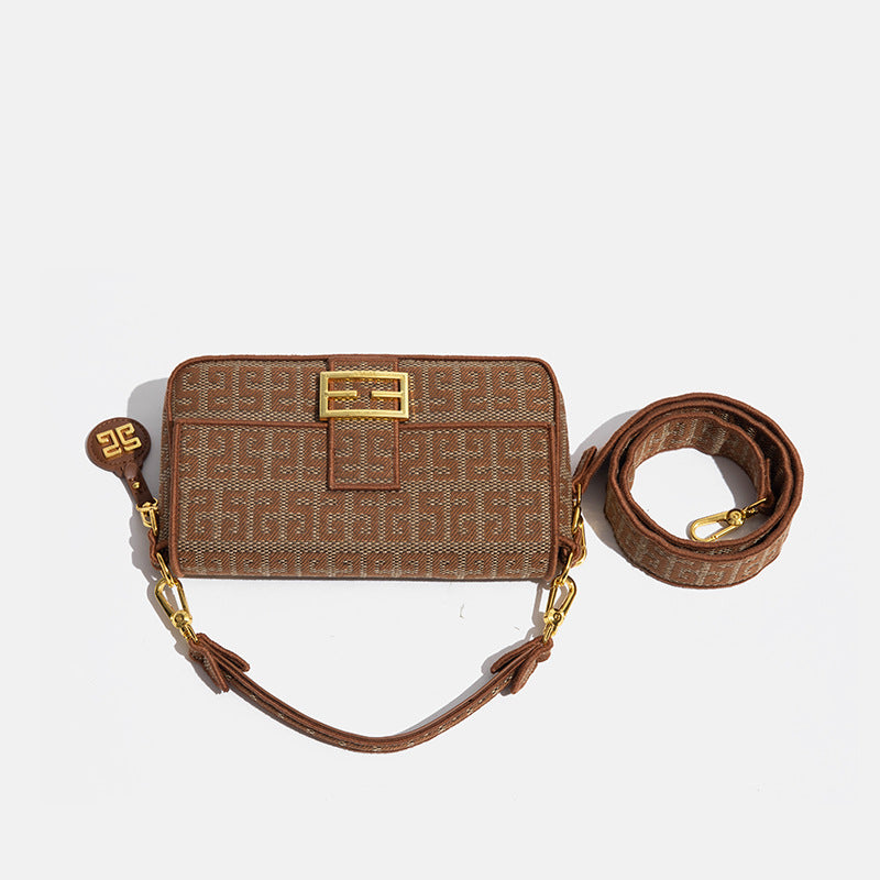 欧美复古小方包高级感棉麻设计手提包夏季新款时尚百搭单肩斜挎包