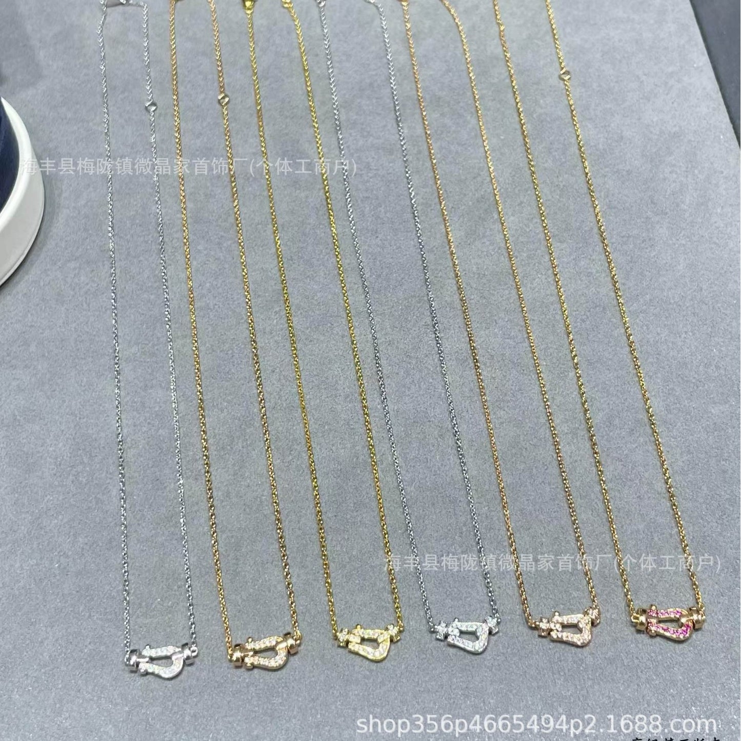 费雷德高版本fred马蹄项链S925银镀18K厚金镶钻航海项链厂家直销