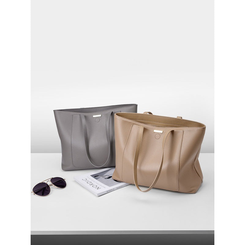 潮通勤高级感大容量ins风托特包百搭单肩真皮女包一件代发