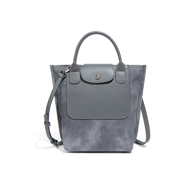 新款拼接磨砂麂皮绒手提女包时尚单肩斜跨包休闲百搭大容量托特包