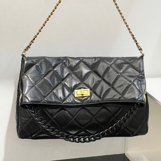 头层牛皮小香风链条托特包流浪包真皮腋下包大容量通勤单肩斜挎包