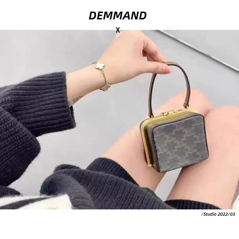 凯旋门腋下包女包包晚宴链条包斜挎手提小方包真皮盒子老花手拎