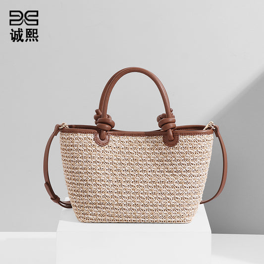 批发包包女清新文艺简约百搭时尚草编沙滩包单肩手提托特包斜挎包
