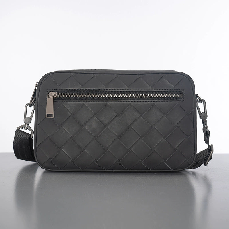 X&BV真皮单肩包男斜挎包休闲编织横款迷你韩版多功能手拿包男手包