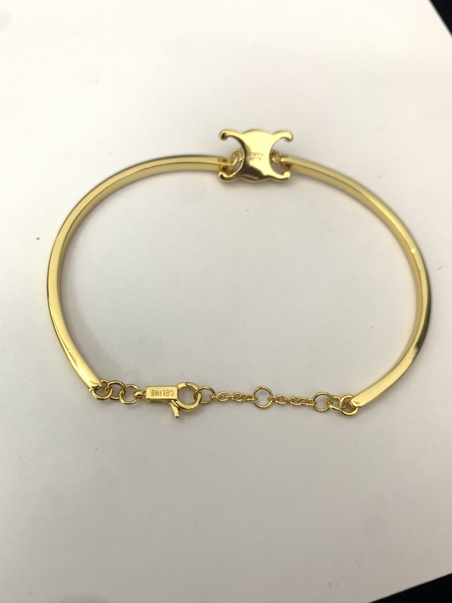 CELI风22新款凯旋门手链女光面镀金法式气质白搭高级线条INS手镯