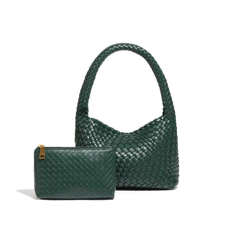 潮流复古小众腋下包时尚休闲百搭手工编织包软皮大容量手提子母包