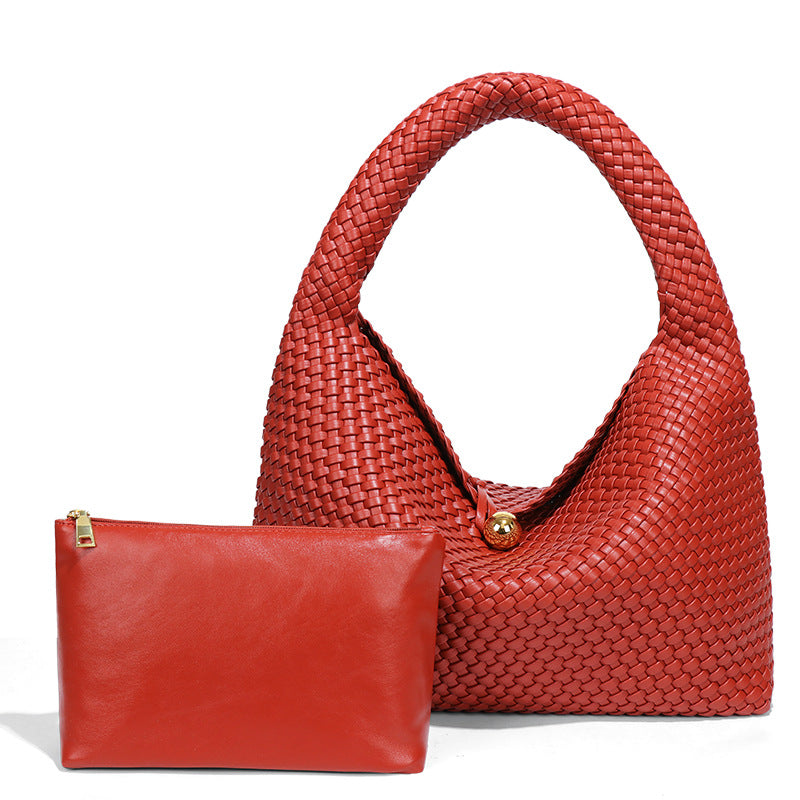 时尚新品小金球手工编织女包质感潮流小众单肩腋下包大容量手拎包