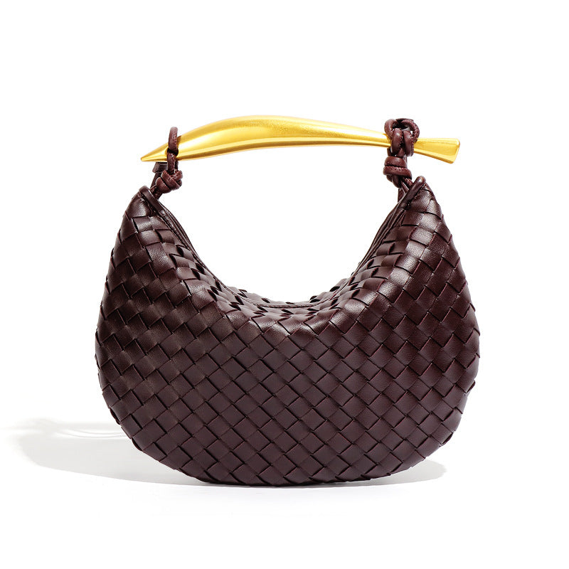 外贸新品纯色饺子包手工编织包半月沙丁鱼手提包休闲单肩斜挎女包