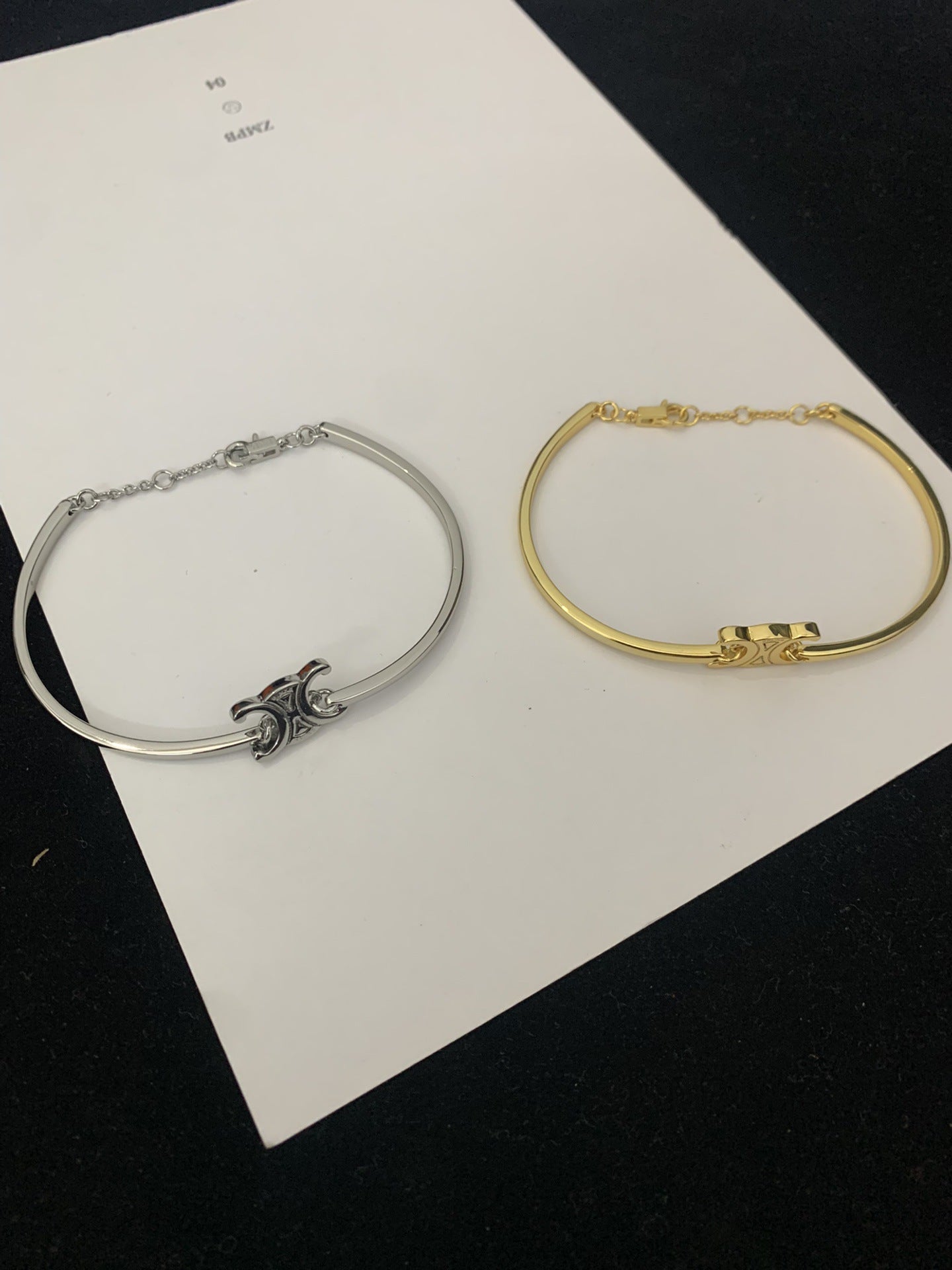 CELI风22新款凯旋门手链女光面镀金法式气质白搭高级线条INS手镯