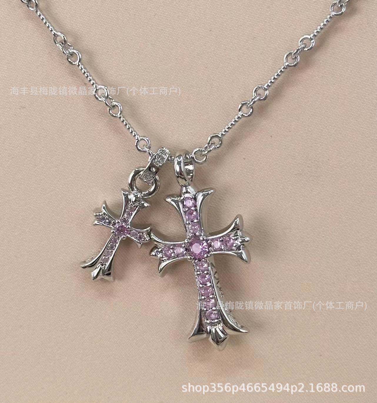 克罗鈊高版本十字架项链V金不掉色网红同款辣妹风精工CNC厂家直销