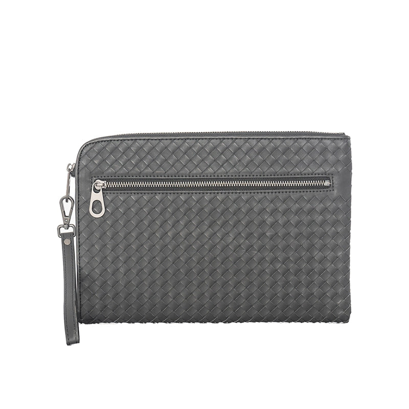 X&BV潮牌新款编织手包男真皮休闲男士手拿包信封包大容量A4文件包