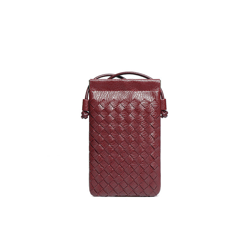 工厂直销竖款手机小方包时尚手工编织包包迷你可爱纯色单肩斜挎包