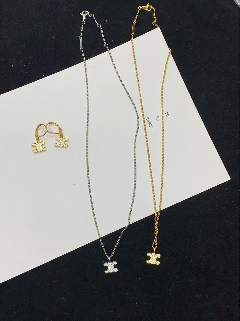 赛林家22新款凯旋门满钻项链女耳环高级感气质Cel风锁骨链颈链