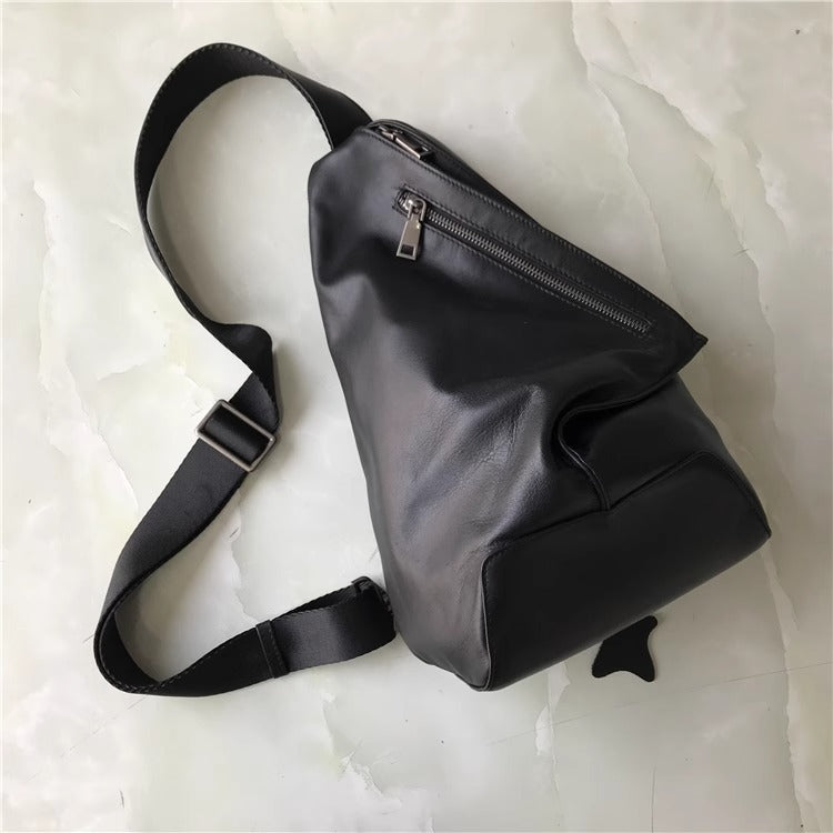 外贸亚马逊头层牛皮男女胸包通勤百搭斜挎包休闲真皮包一件代发