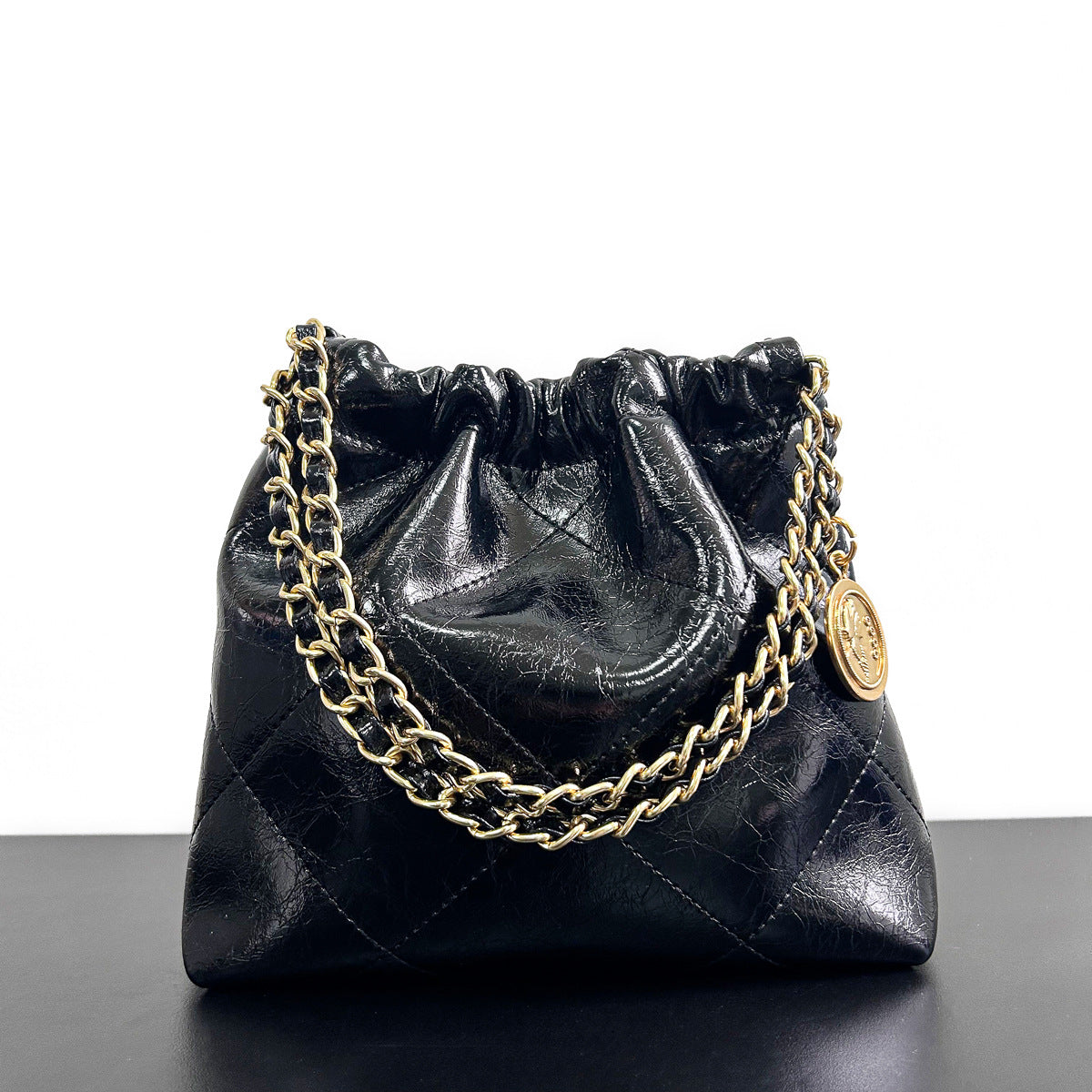 小众设计真皮水桶包女大容量托特包小香风链条单肩包高级感腋下包