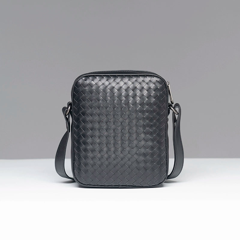 X&BV男包单肩包真皮休闲商务编织潮男时尚小背包迷你斜挎包男竖款