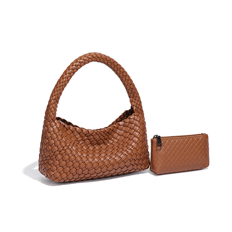 时尚小众2025新款手提包高级感大容量手工编织女包休闲单肩斜跨包