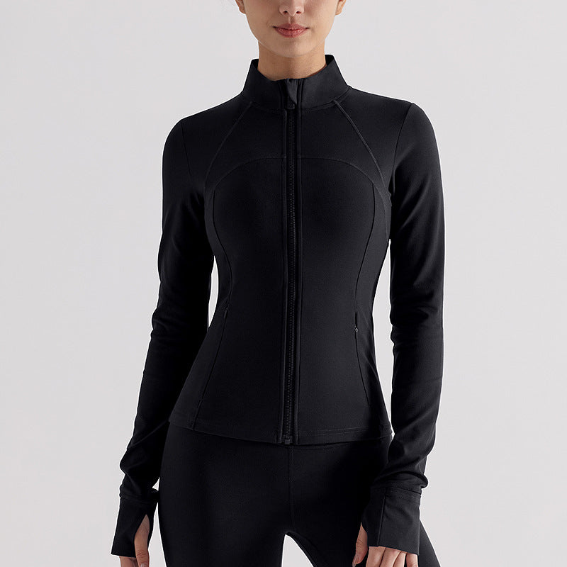 磨毛lulu瑜伽服外套女秋冬运动健身户外跑步训练修身抑菌长袖上衣