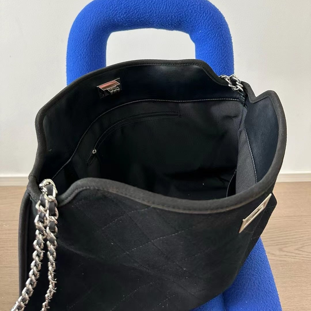 2023秋冬新款小香包复古磨砂皮大容量链条托特包单肩斜挎大包