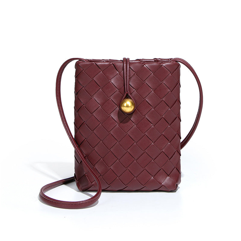 时尚迷你竖款编织手机包复古百搭斜挎零钱包小众质感潮流单肩女包