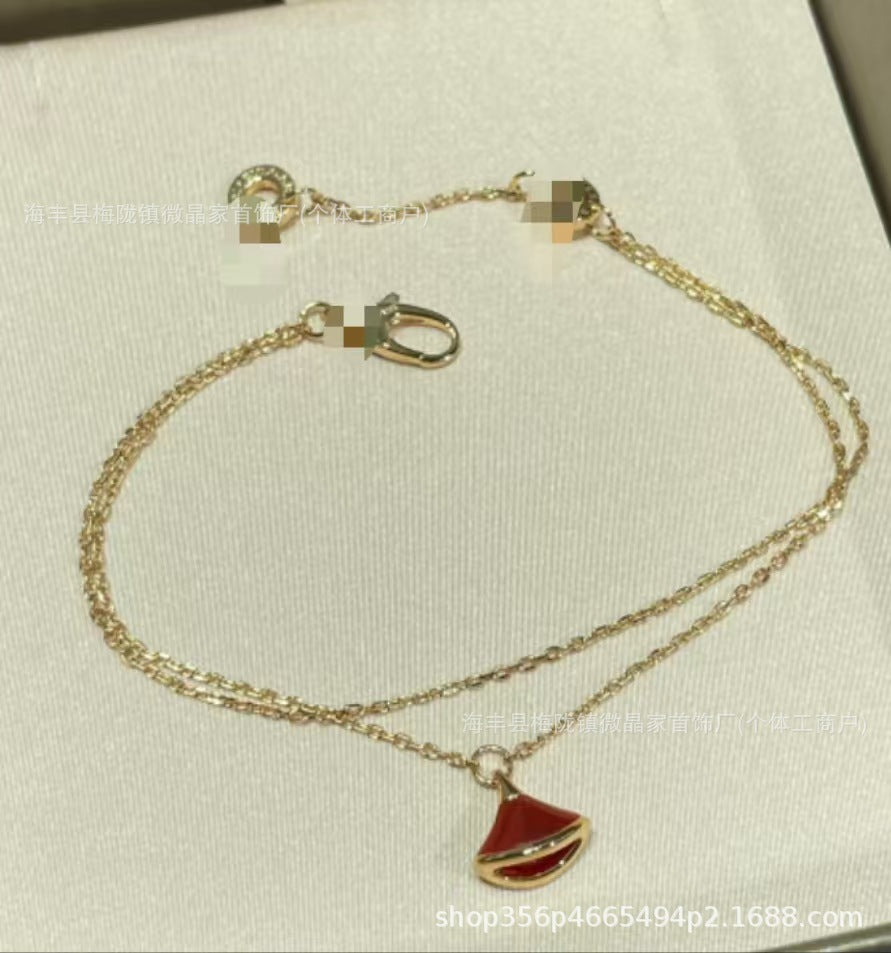 宝家扇子手链精工版裙子手链厚金电镀18k双链天然玛瑙工厂直销