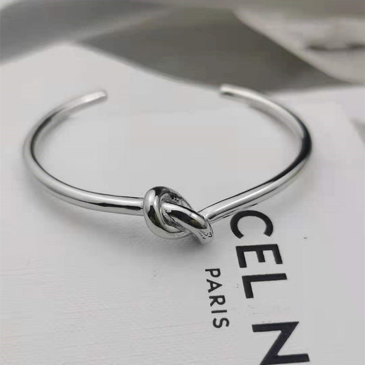 赛家新款打结手镯高级感时尚气质极简风镀金厂家批发开口光面手环