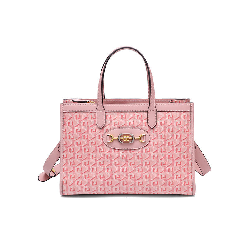 复古大容量新款单肩斜挎包气质女士手提包通勤软皮狗牙印花托特包