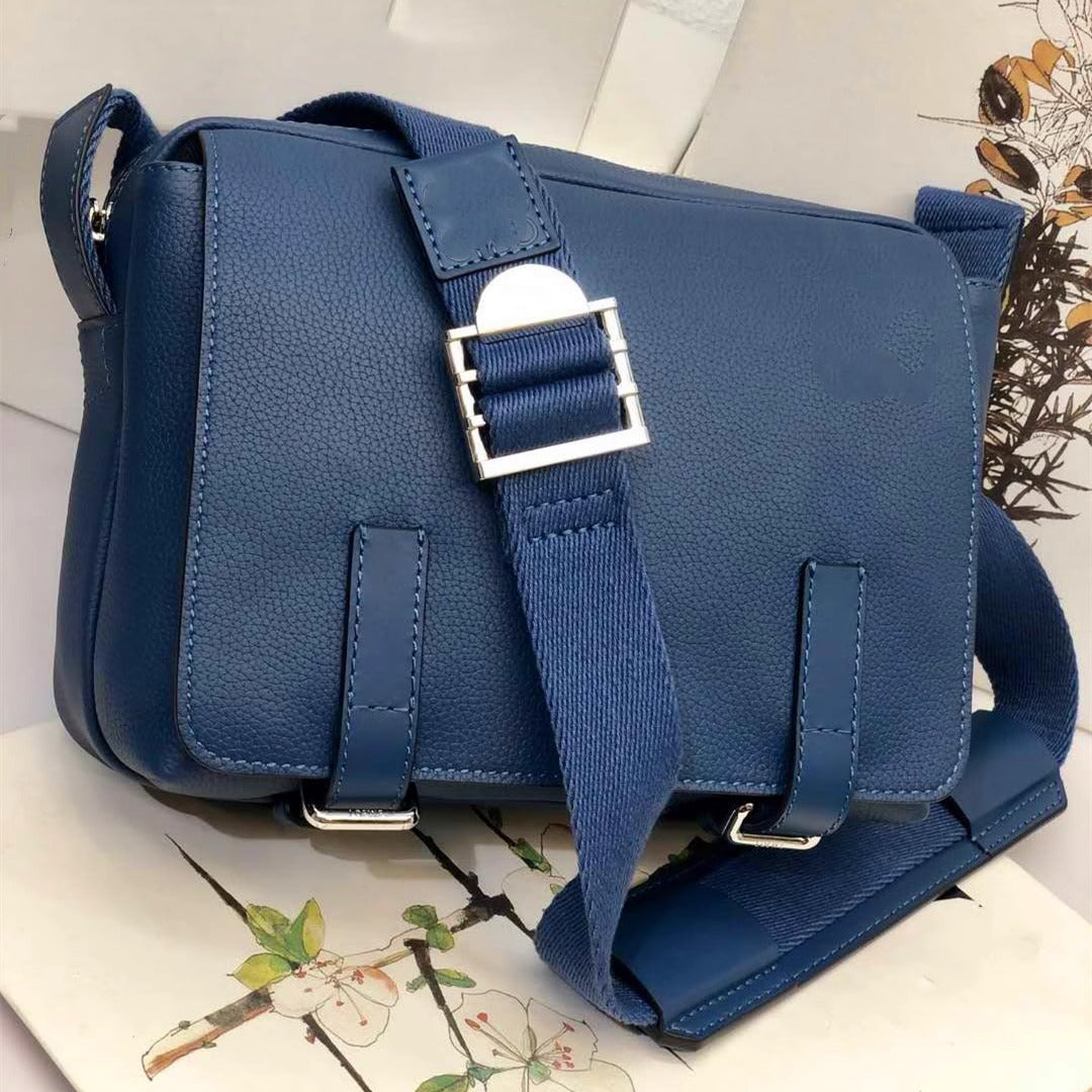 罗家男士单肩包斜挎包男款puzzle邮差包男包胸包小牛皮背包男