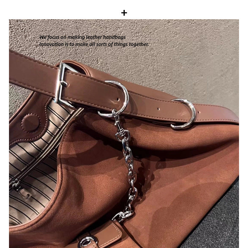 大容量包包女秋季百搭2023新款时尚单肩斜挎包复古磨砂通勤托特包