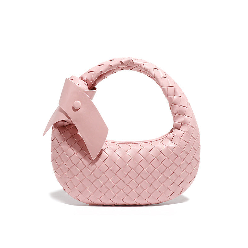 2024夏季女式新款饺子包贴标定制牛角编织包手提单肩包百搭腋下包