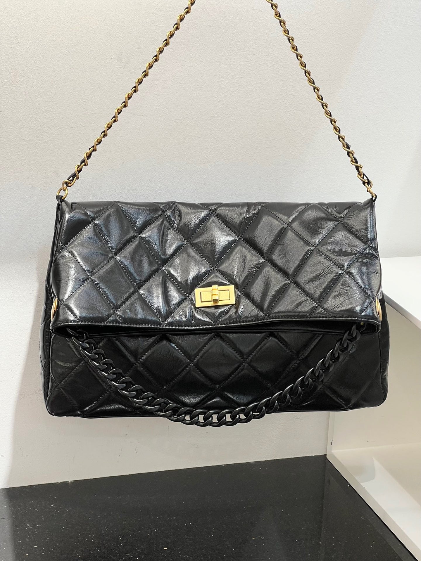 头层牛皮小香风链条托特包流浪包真皮腋下包大容量通勤单肩斜挎包