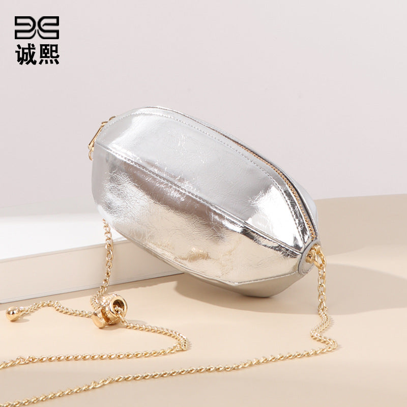 外贸出口个性橄榄球包韩版潮流小金球斜挎女包网红直播爆款单肩包