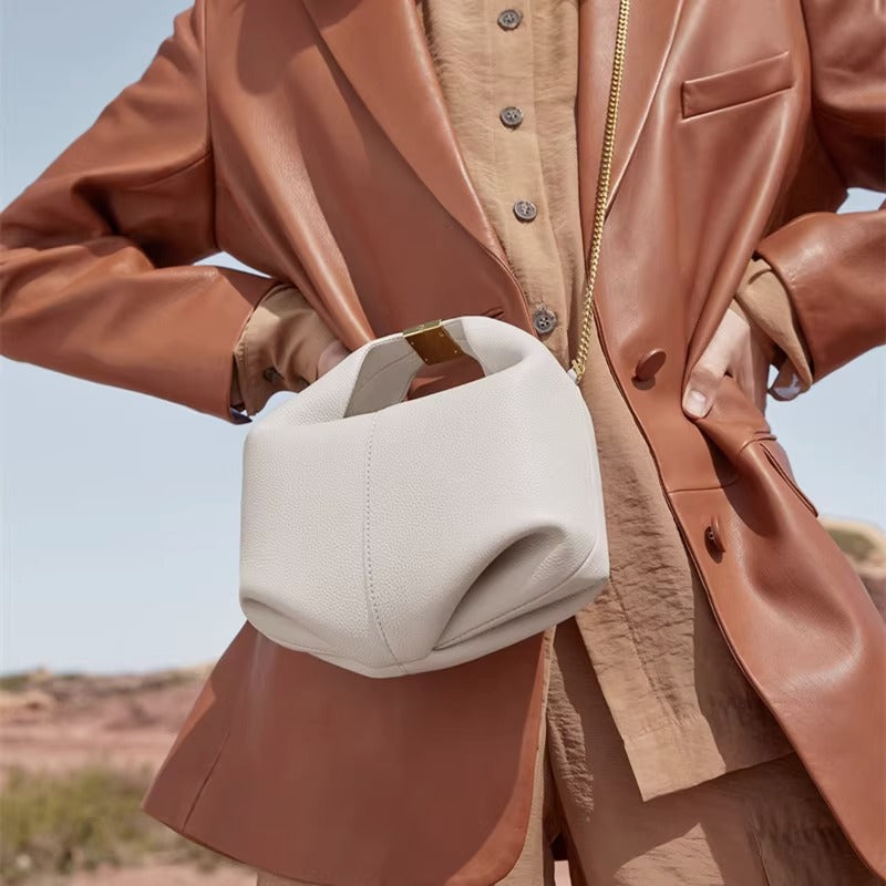 法国poleno paris小众高级感牛皮单肩斜挎女包Number11饺子便当包