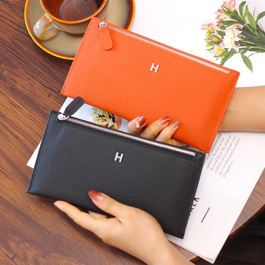 超薄真皮钱包女士2024新款高档头层牛皮手拿手机包卡包精致零钱包